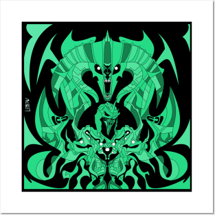 green dark nazgul ecopop in balrog dreams of the middle earth ecopop Posters and Art